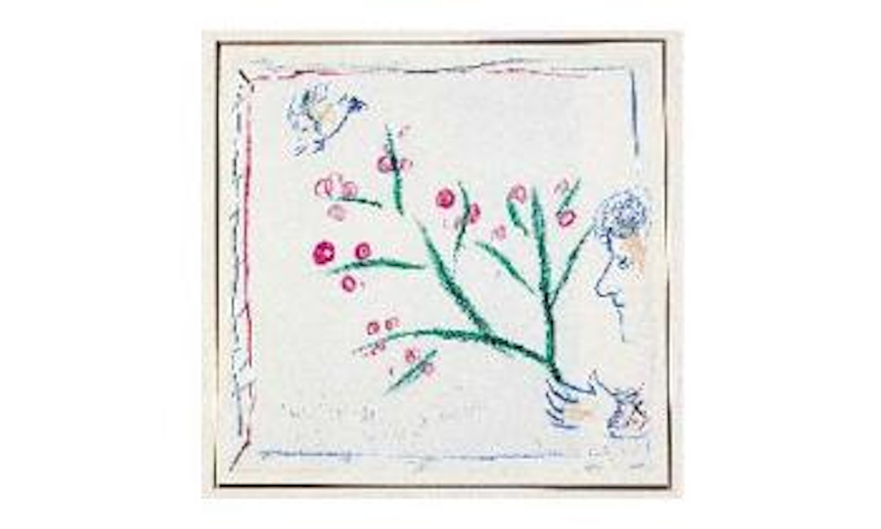 Homme au rameau et a l'oiseau by Marc Chagall