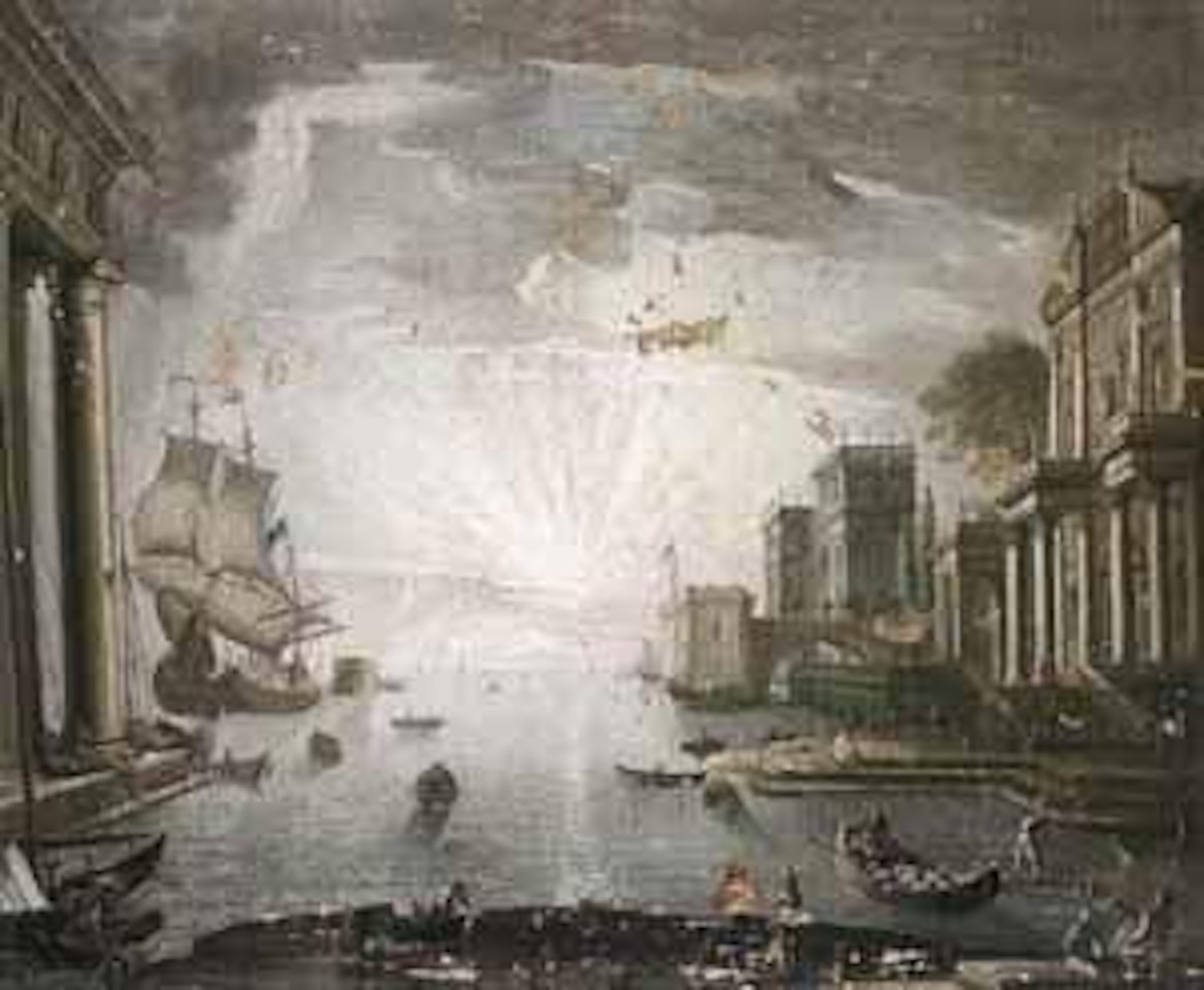 Harbour scene by Italian School