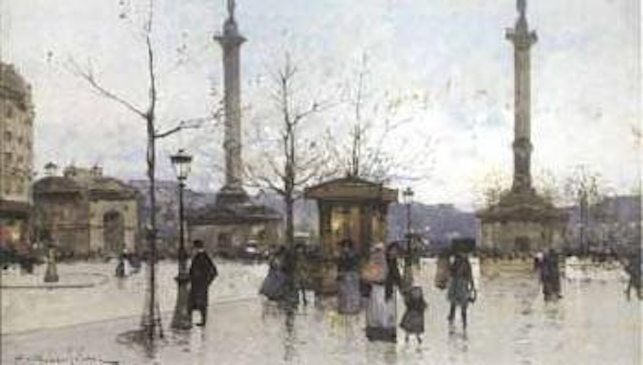 Place de la Nation animee by Eugene Galien-Laloue