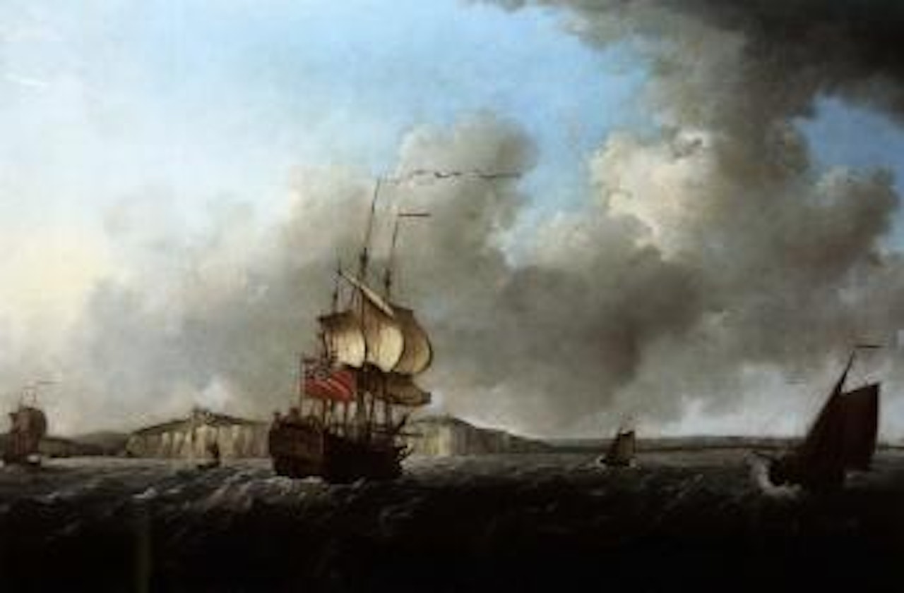 Flagship running through the Straits past Dover by Francis Swaine