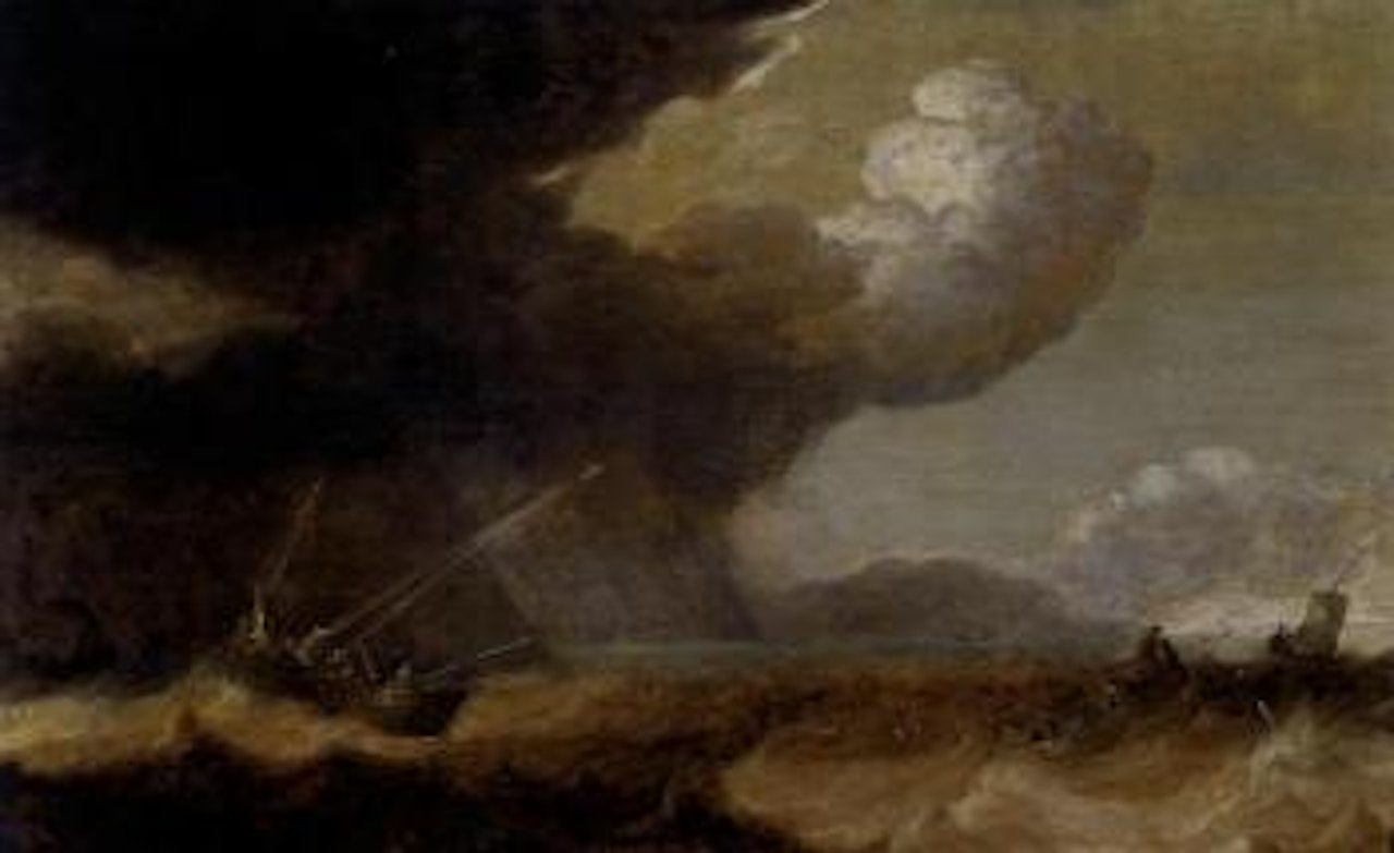Ships tossed on a stormy sea by Pieter Mulier II