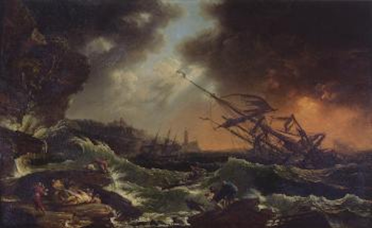 Ships tossed on a stormy sea by Claude Joseph Vernet
