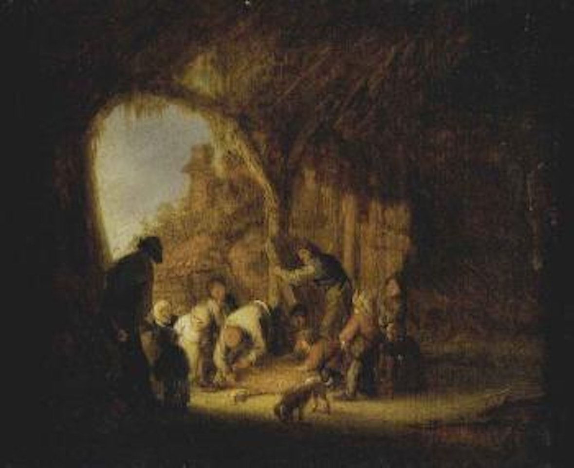 Peasants in a barn by Adriaen van Ostade