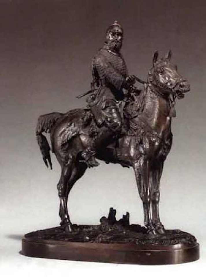 Warrior chief and armed guard on horsebacks by Eugene Alexandrovic Lanceray