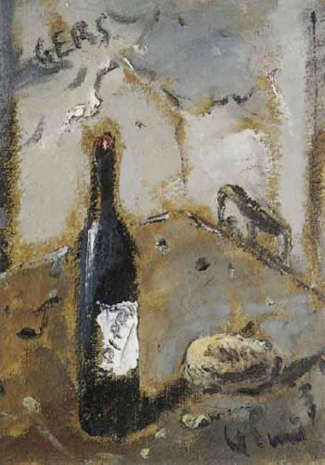 Still life with bottle by Filippo de Pisis