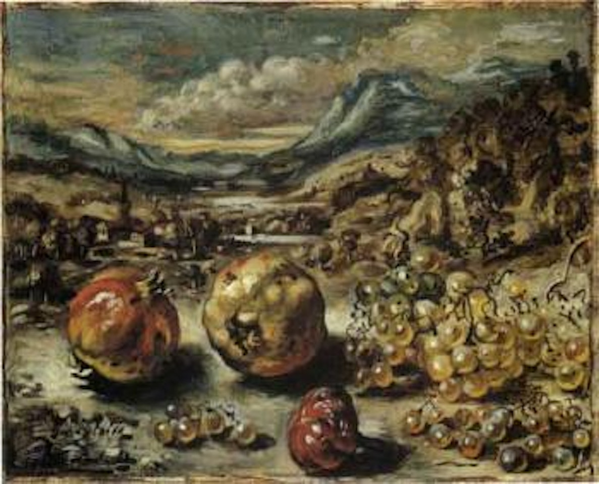Fruit in a village by Giorgio de Chirico