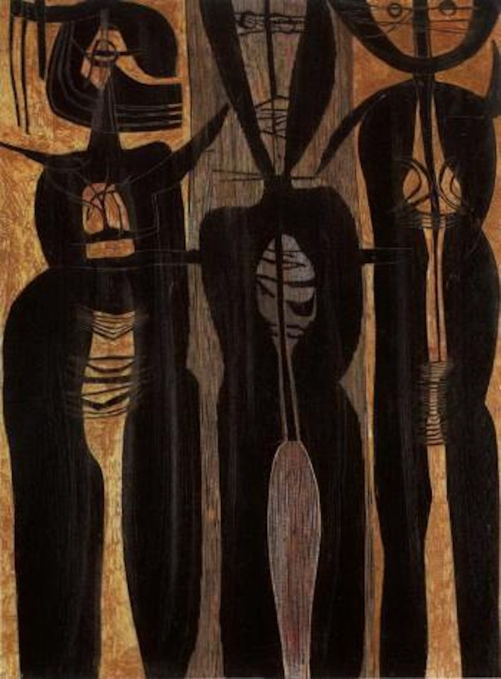 Three standing figures by Cecil Skotnes