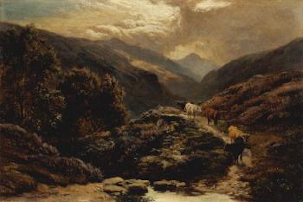 Cattle in a highland landscape by Sidney Richard Percy