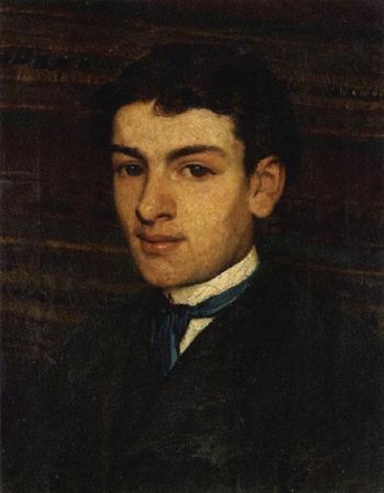 Portrait of a young man wearing a blue cravat. Portrait of a man in profile smoking a pipe by Lawrence Alma-Tadema