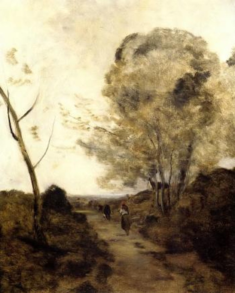 Paysanne conduisant une vache au paturage by Jean Baptiste Camille Corot