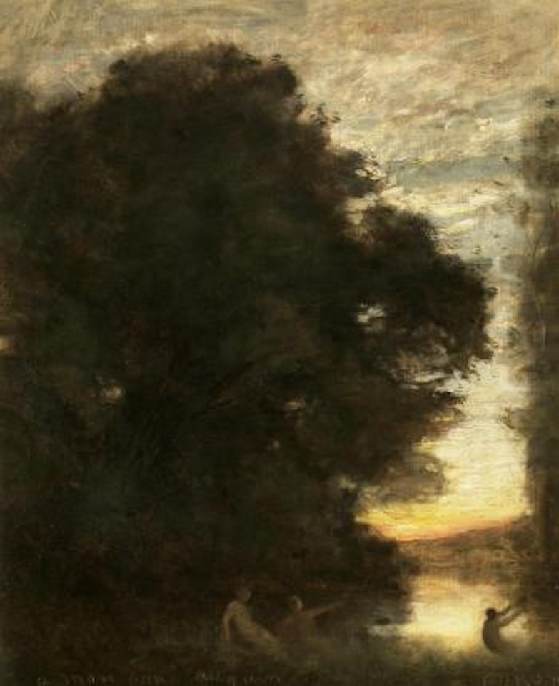Baigneuses au bord de lac by Jean Baptiste Camille Corot
