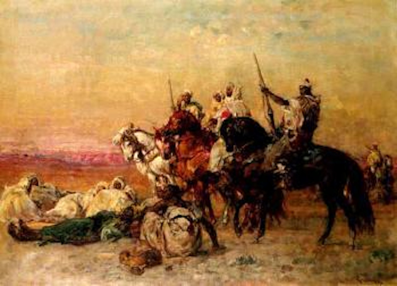 Prisonniers apres la razzia, Maroc by Henri Émilien Rousseau