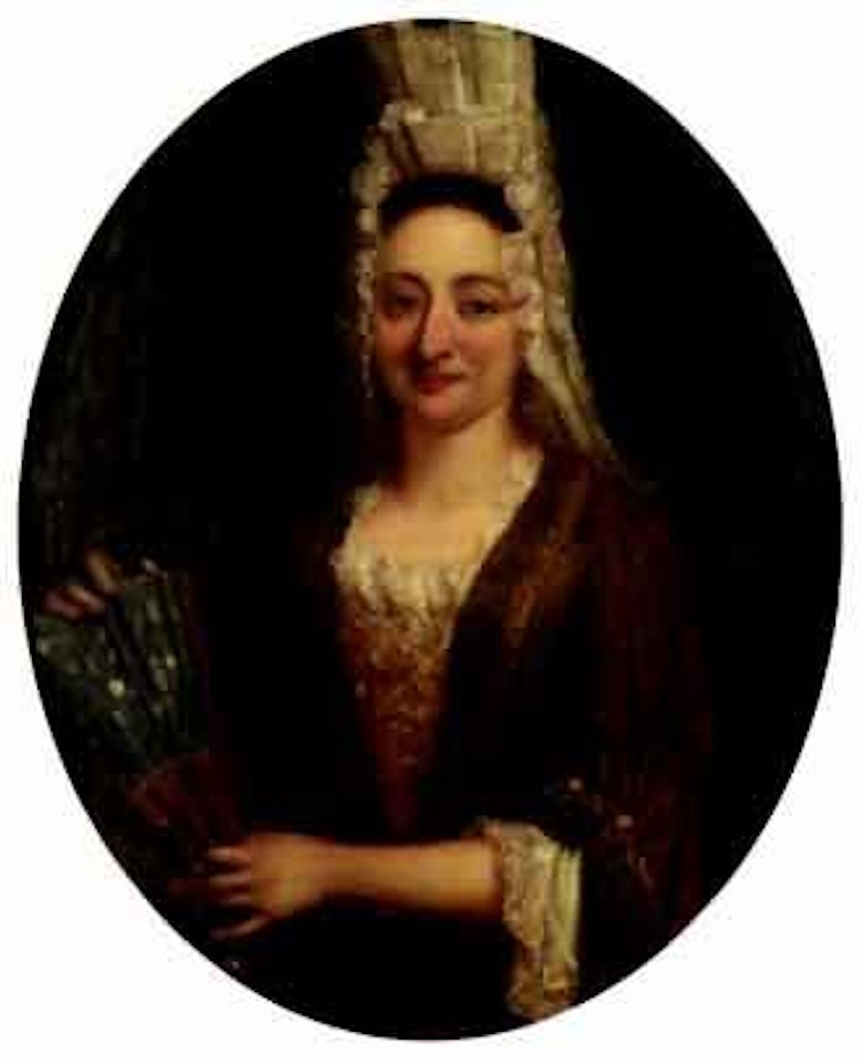 Portrait de jeune femme tenant un eventail by Jean François de Troy