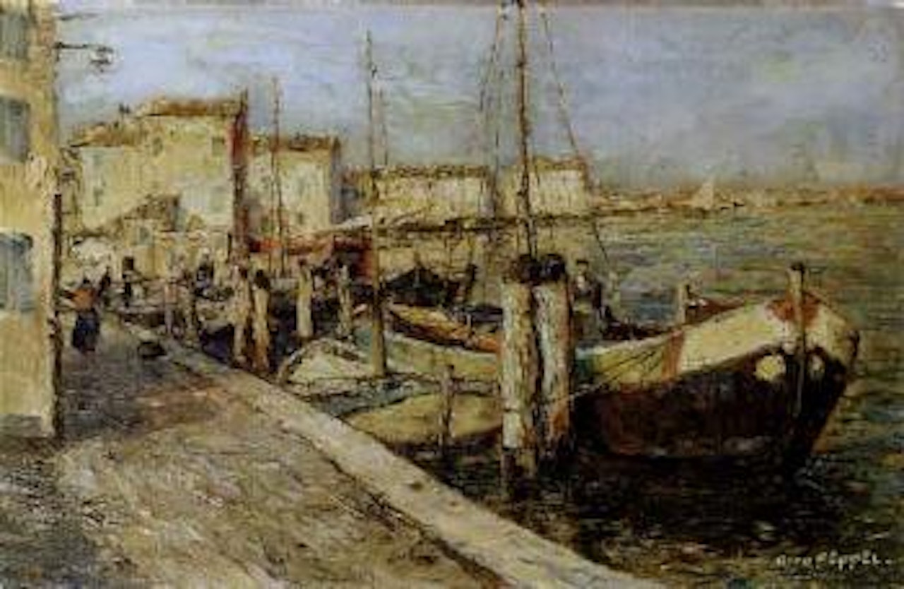 Chioggia harbour in evening by Otto Pippel