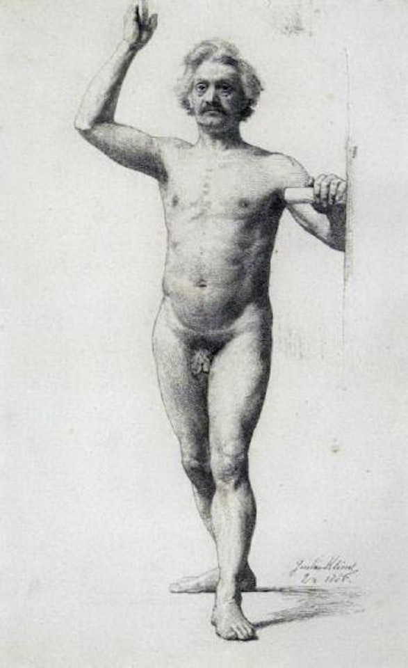 Standing male nude with raised arm by Gustav Klimt