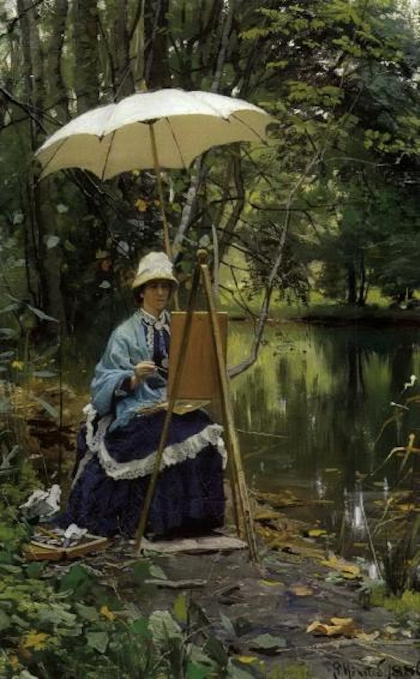 At the easel by Peder Mork Monsted