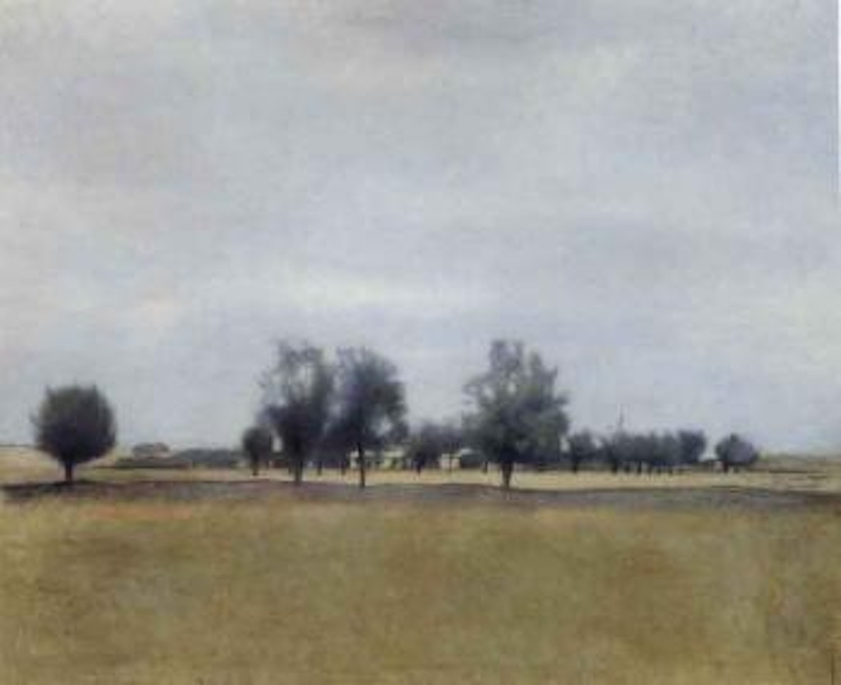 Summer landscape, Falster - flat yellow and green fields by Vilhelm Hammershoi
