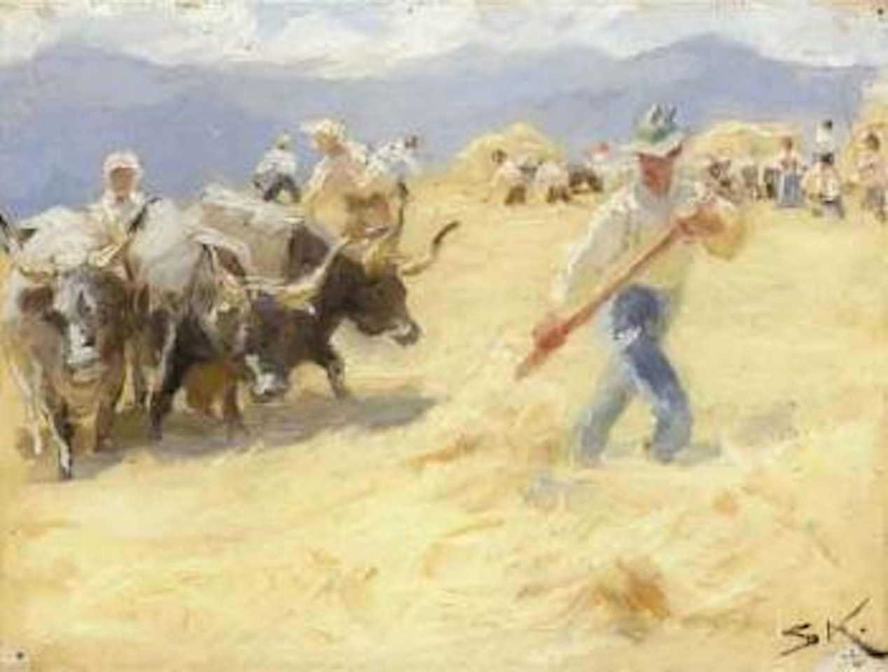 Threshing place in Civita d'Antonio by Peder Severin Kröyer