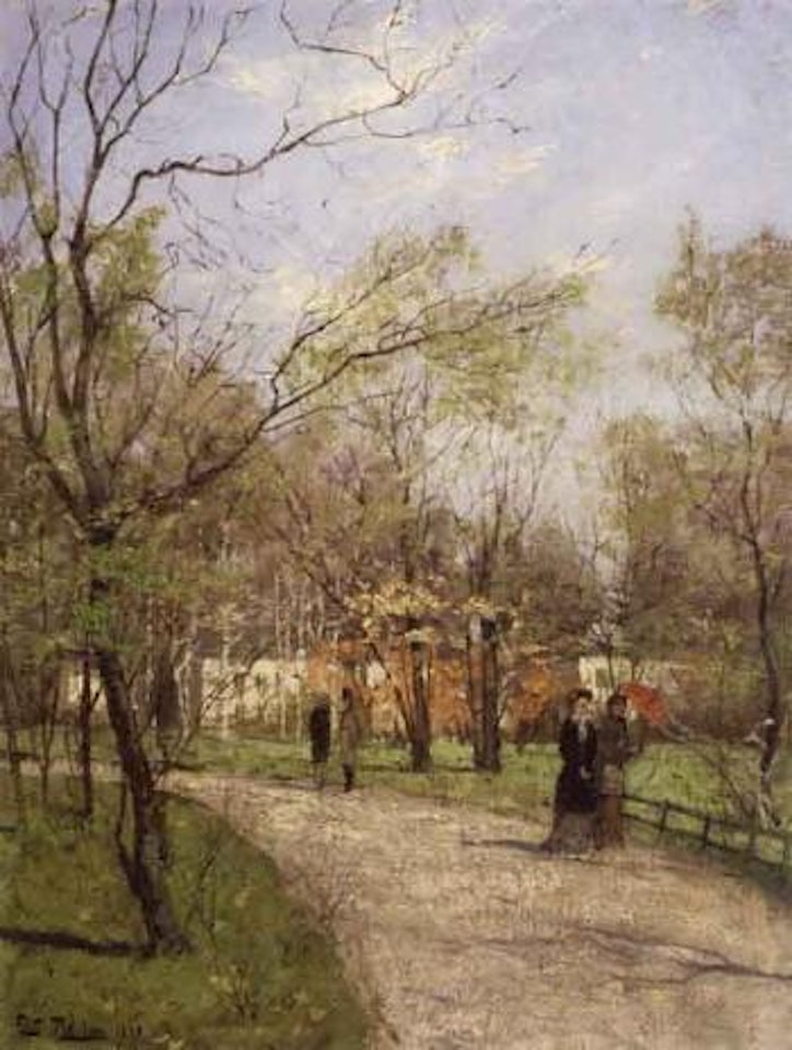 From Slottsparken - figures walking by Fritz Thaulow
