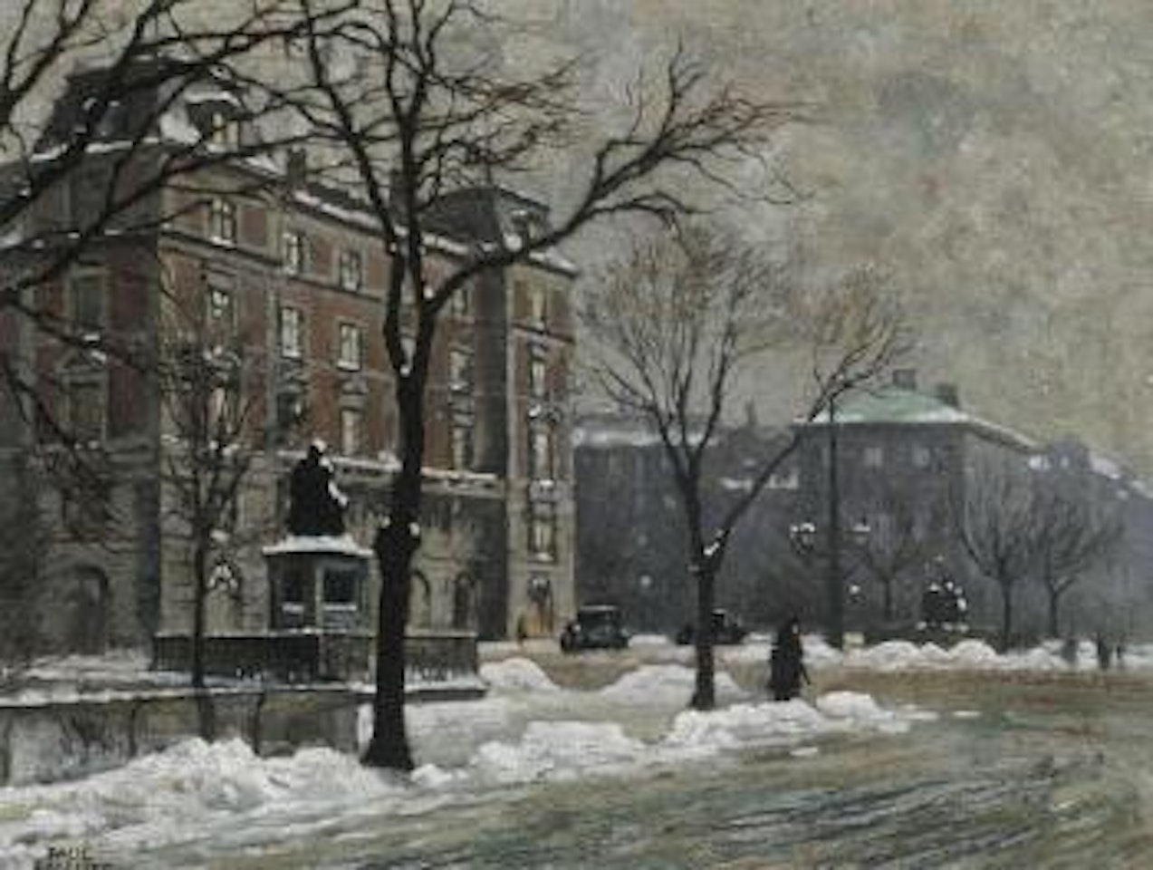 Town scene with figures by Paul Fischer
