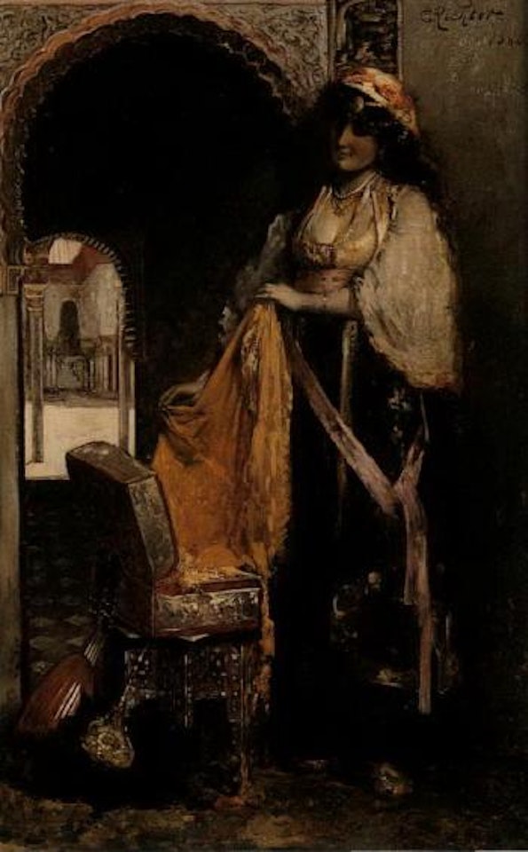 Femme orientale et la boite a tresors by Edouard Frederic W. Richter