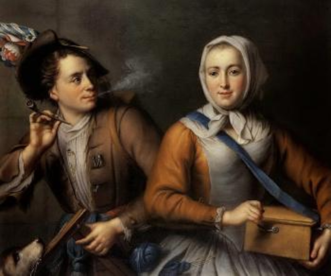 Colporteur et joueuse de serinette by French School