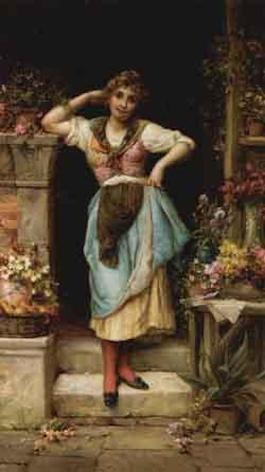 Young flower vendor by Hans Zatzka