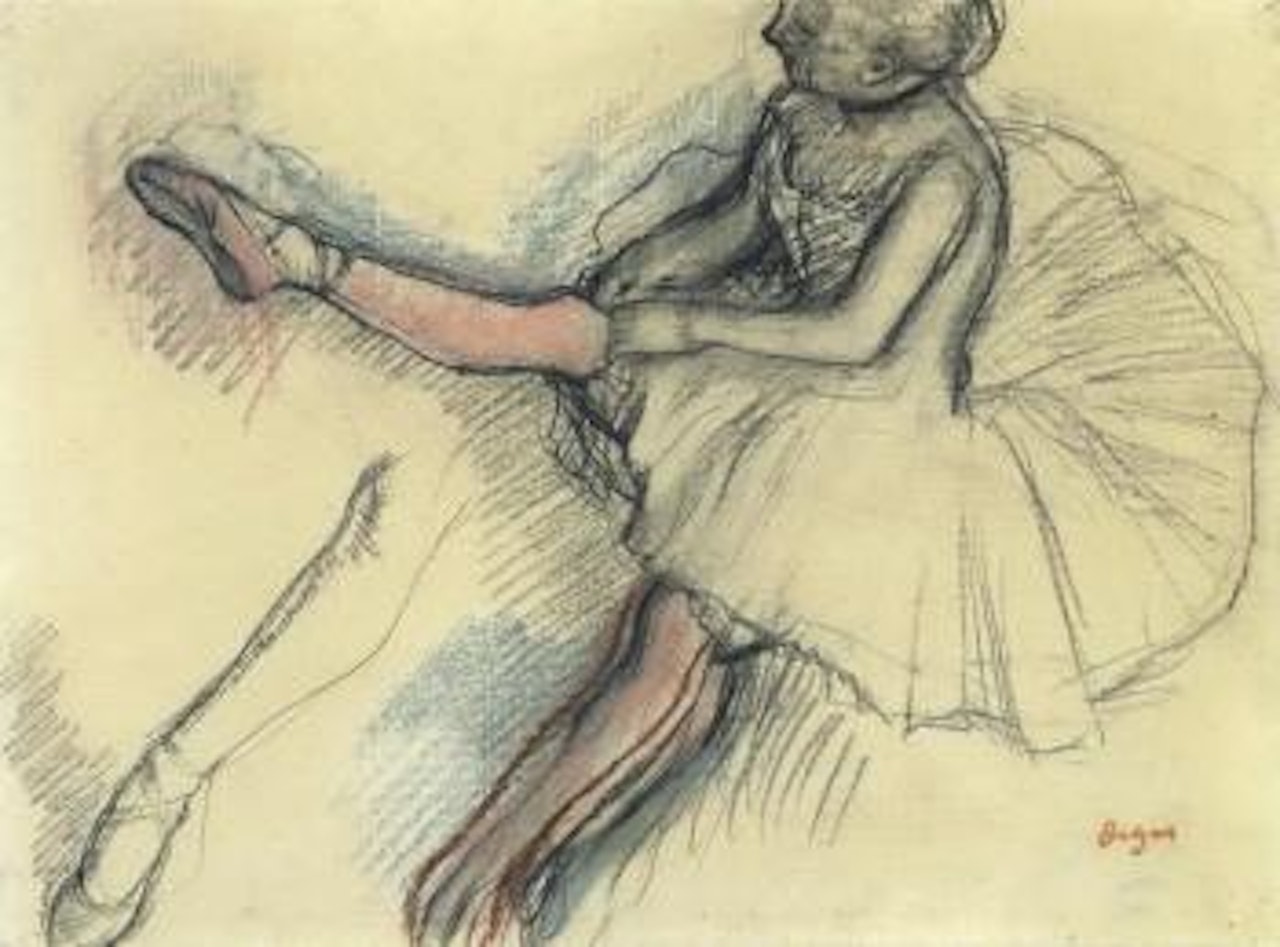 Danseuse rajustant son Collant by Edgar Degas