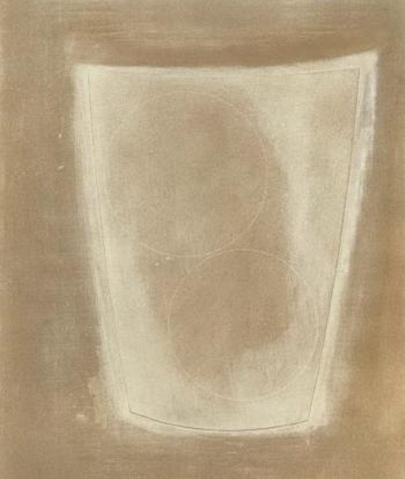 Two circles on curved form by Ben Nicholson, O.M.