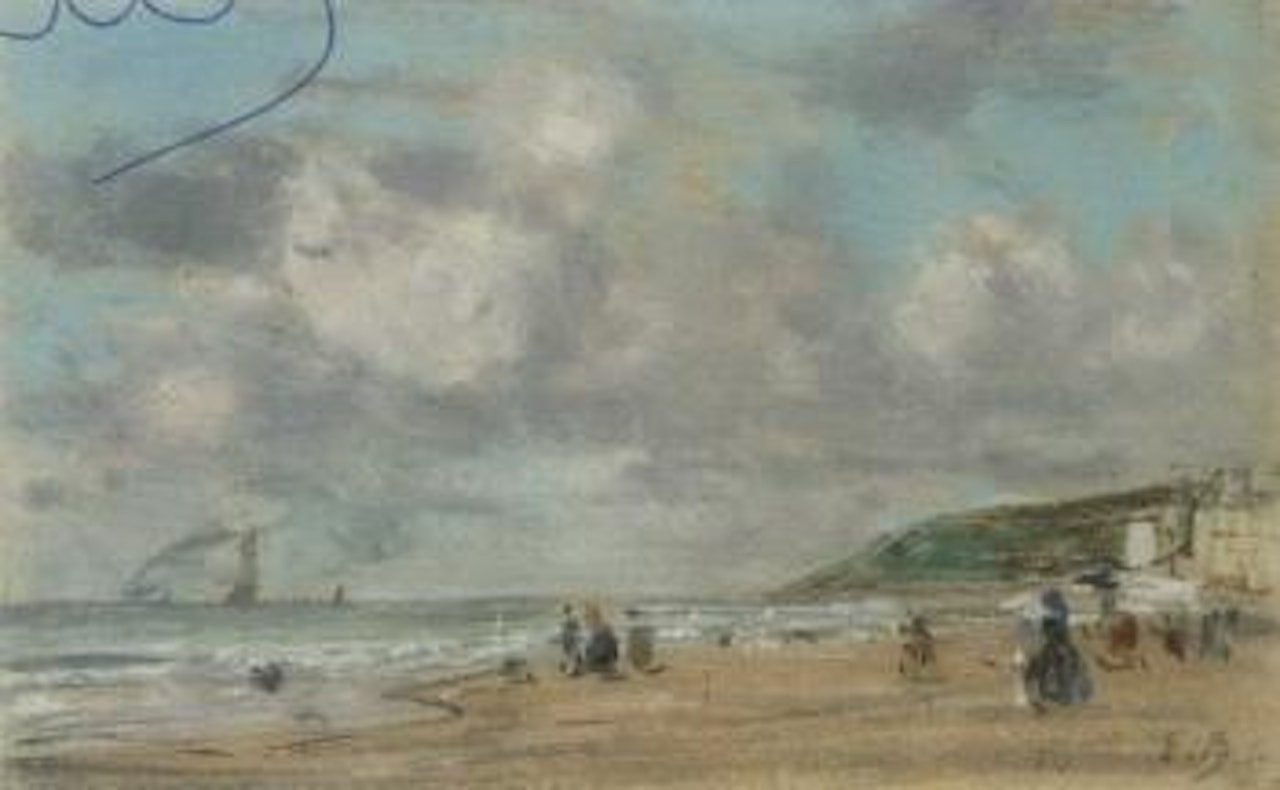 La plage de Trouville by Eugène Boudin