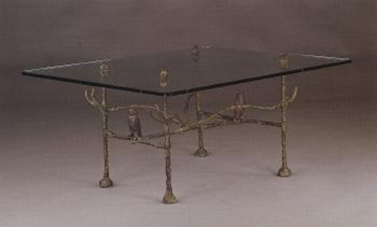 Table basse trapezoidale, modele aux hiboux et grenouilles by Diego Giacometti