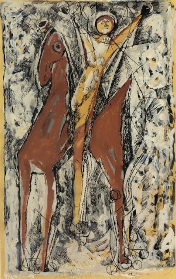 Cavaliere su cavallo rosso by Marino Marini