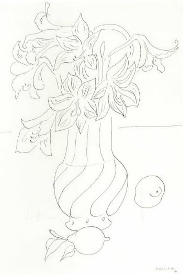 Vase de fleurs et citrons sur un entablement by Henri Matisse