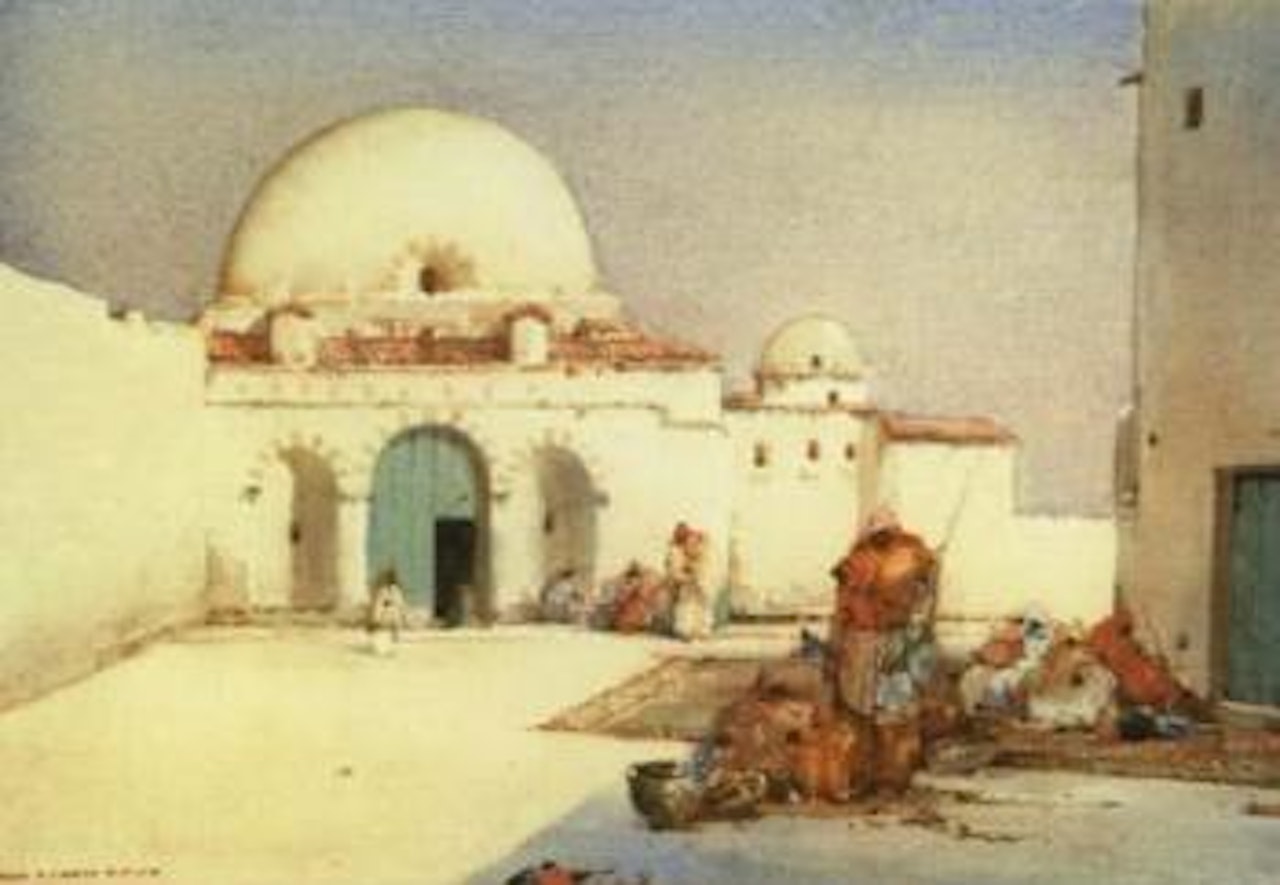 Arabs in a town square by Noel Harry Leaver