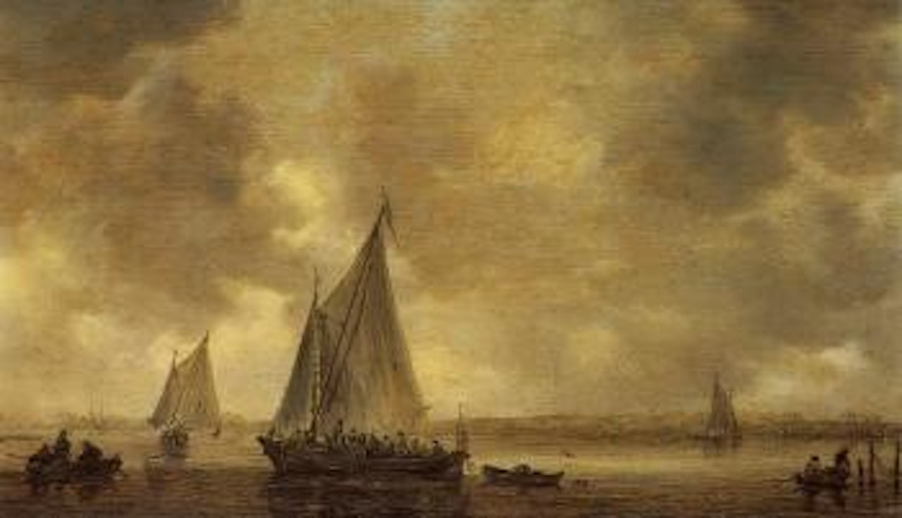 River landscape with boats and ships by Jan van Goyen