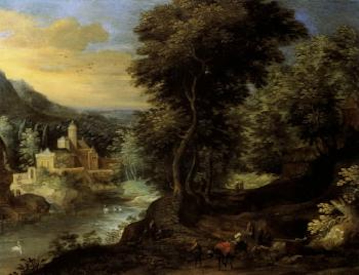 Chemin de foret longeant une riviere by Flemish School
