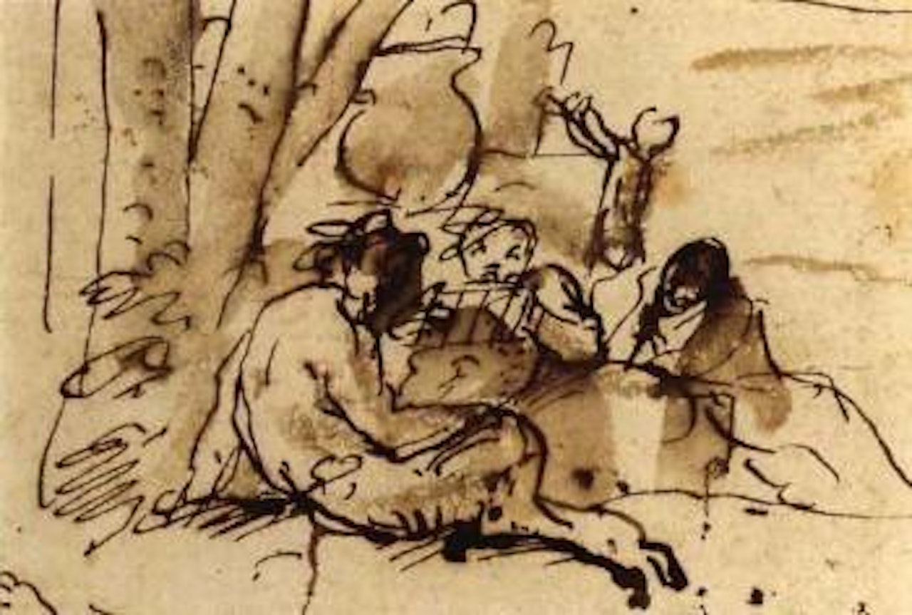 Satyrs by tree by Pier Francesco Mola
