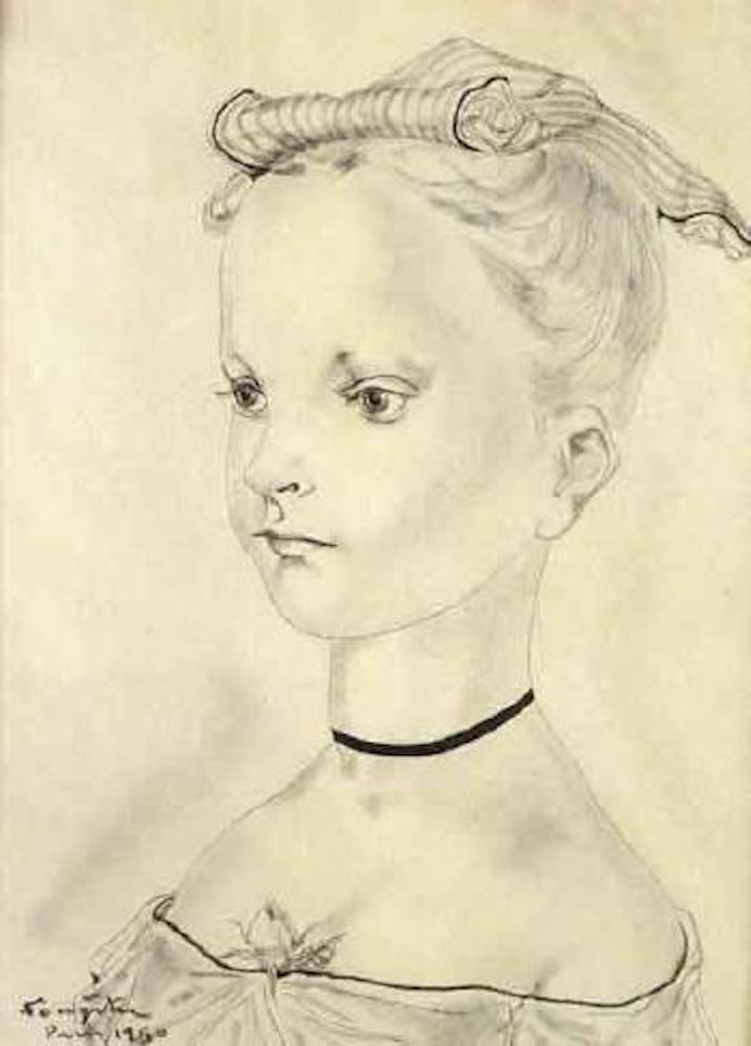 Fillette a la rose by Leonard Tsuguharu Foujita