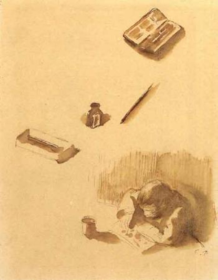 Ludovic dessinant by Camille Pissarro