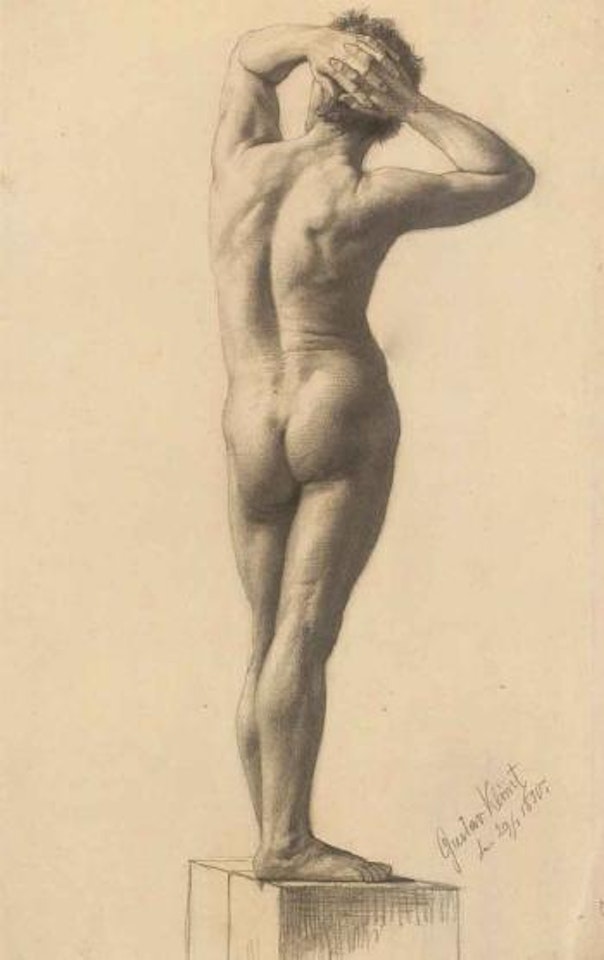 Nude of standing man by Gustav Klimt