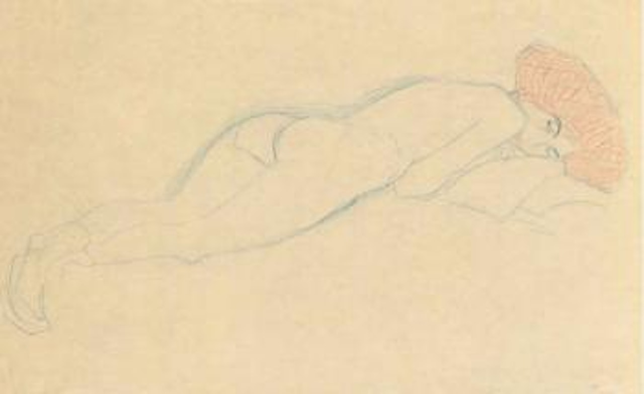 Reclining female nude by Gustav Klimt
