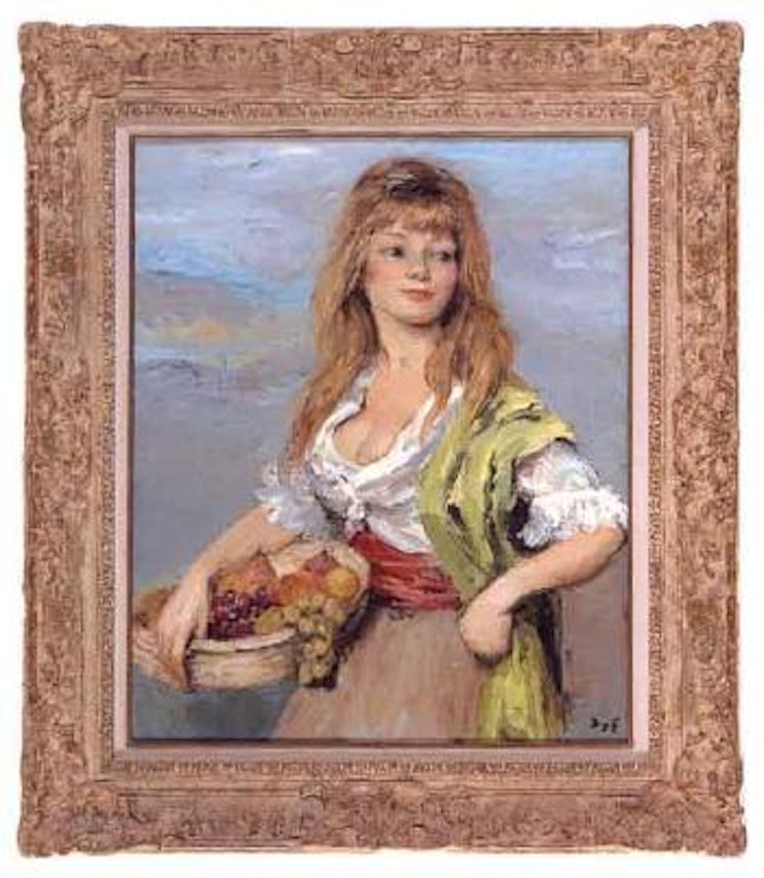 Jeune fille avec un corbeille de fruits by Marcel Dyf
