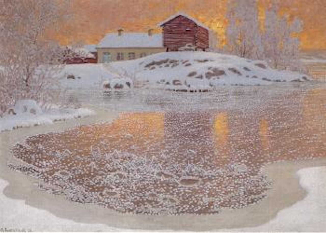 Hoar frost at sunset by Gustaf Fjaestad