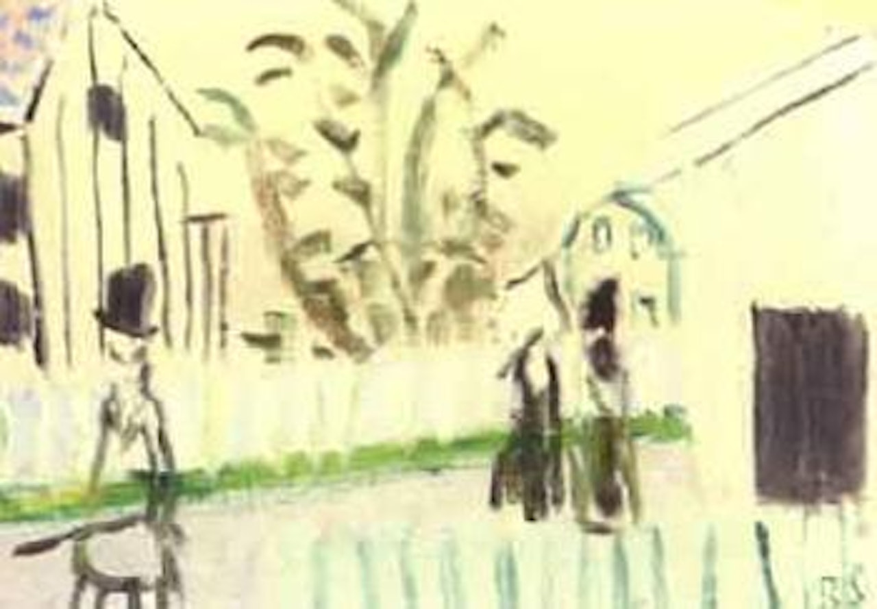 Promenade - town scene with figures by Ragnar Sandberg