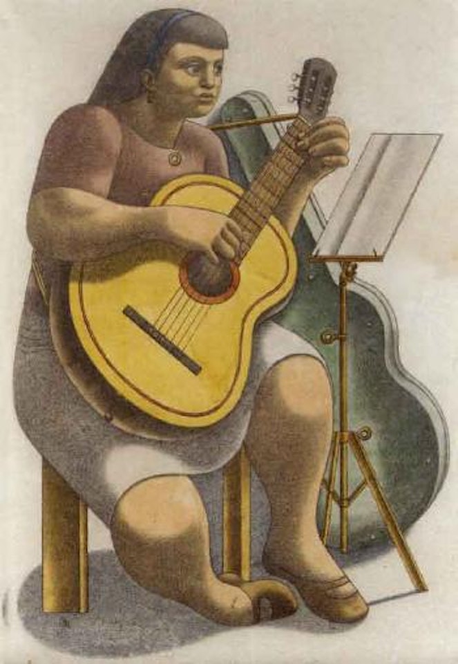 Girl playing a guitar by William Roberts