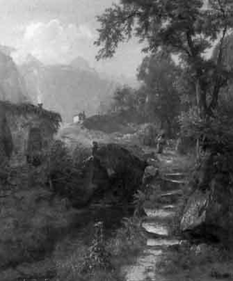 Alpine landscape by August Wilhelm Leu