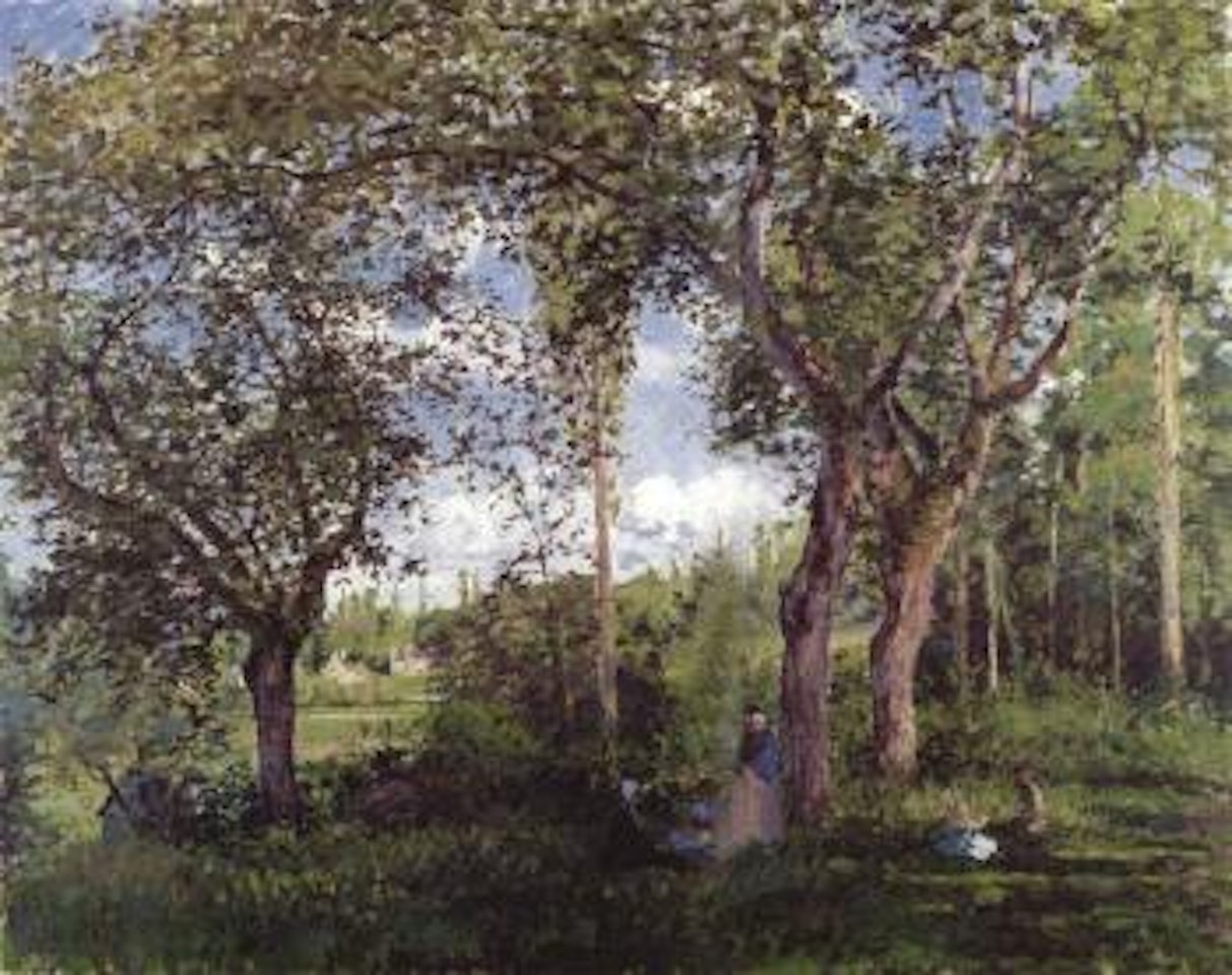 Paysage avec promeneurs se reposant sous les arbres by Camille Pissarro