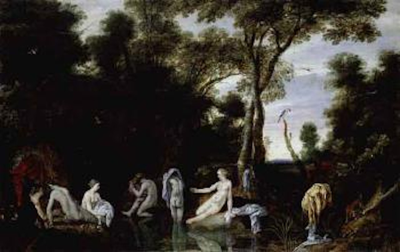 Actaeon watching Diana and nymphs bathing by Adriaen van Stalbemt