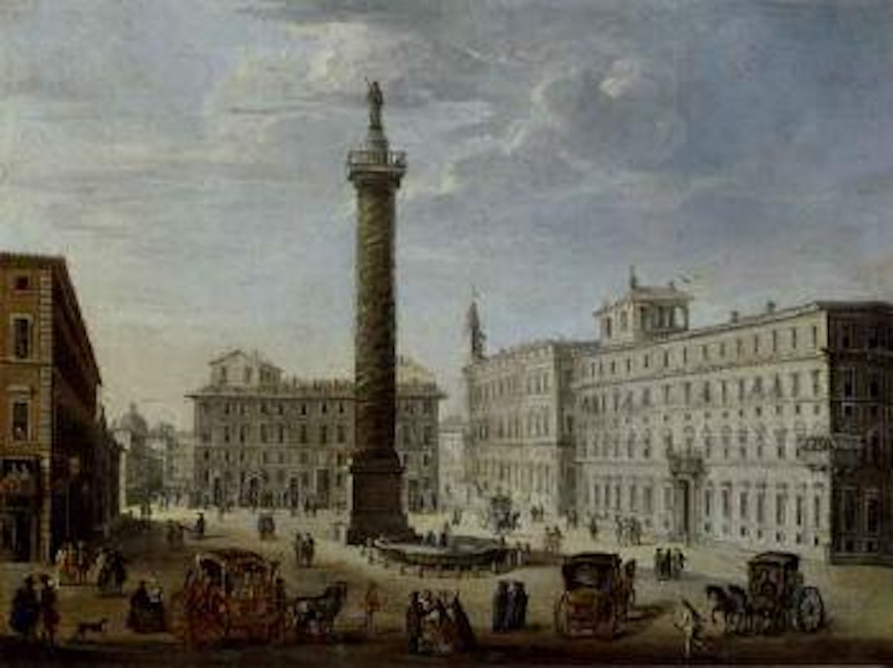 Square in Rome with central monument by Giacomo van Lint