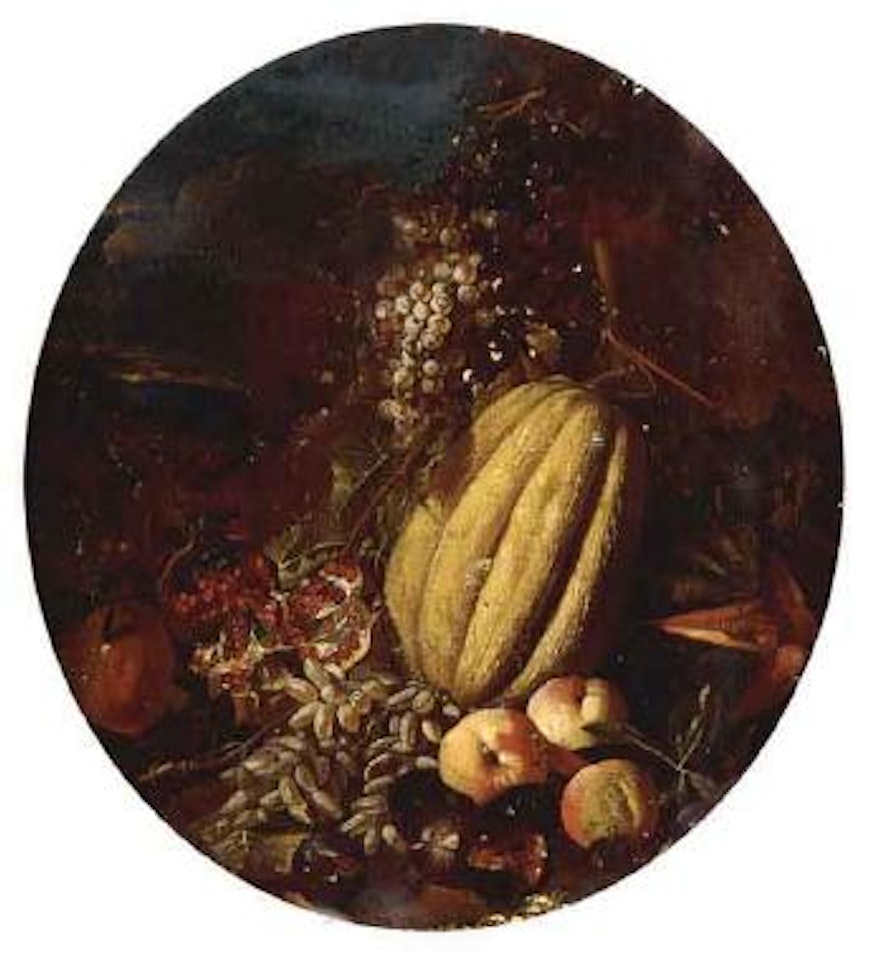 Melons, pomegranates, grapes and figs in a clearing by Michele Pace del Campidoglio